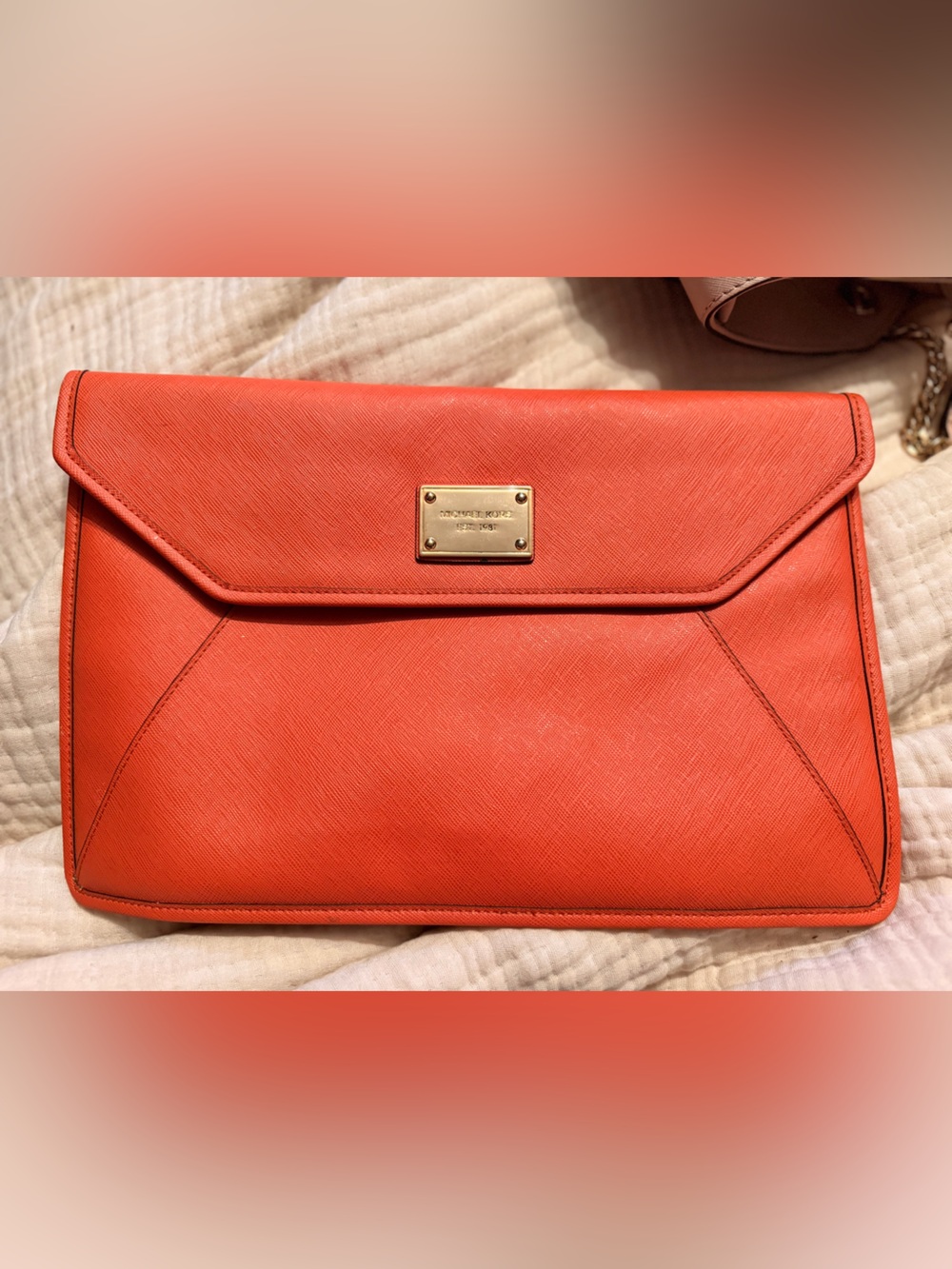 Michael Kors Coral-Orange Envelope clutch